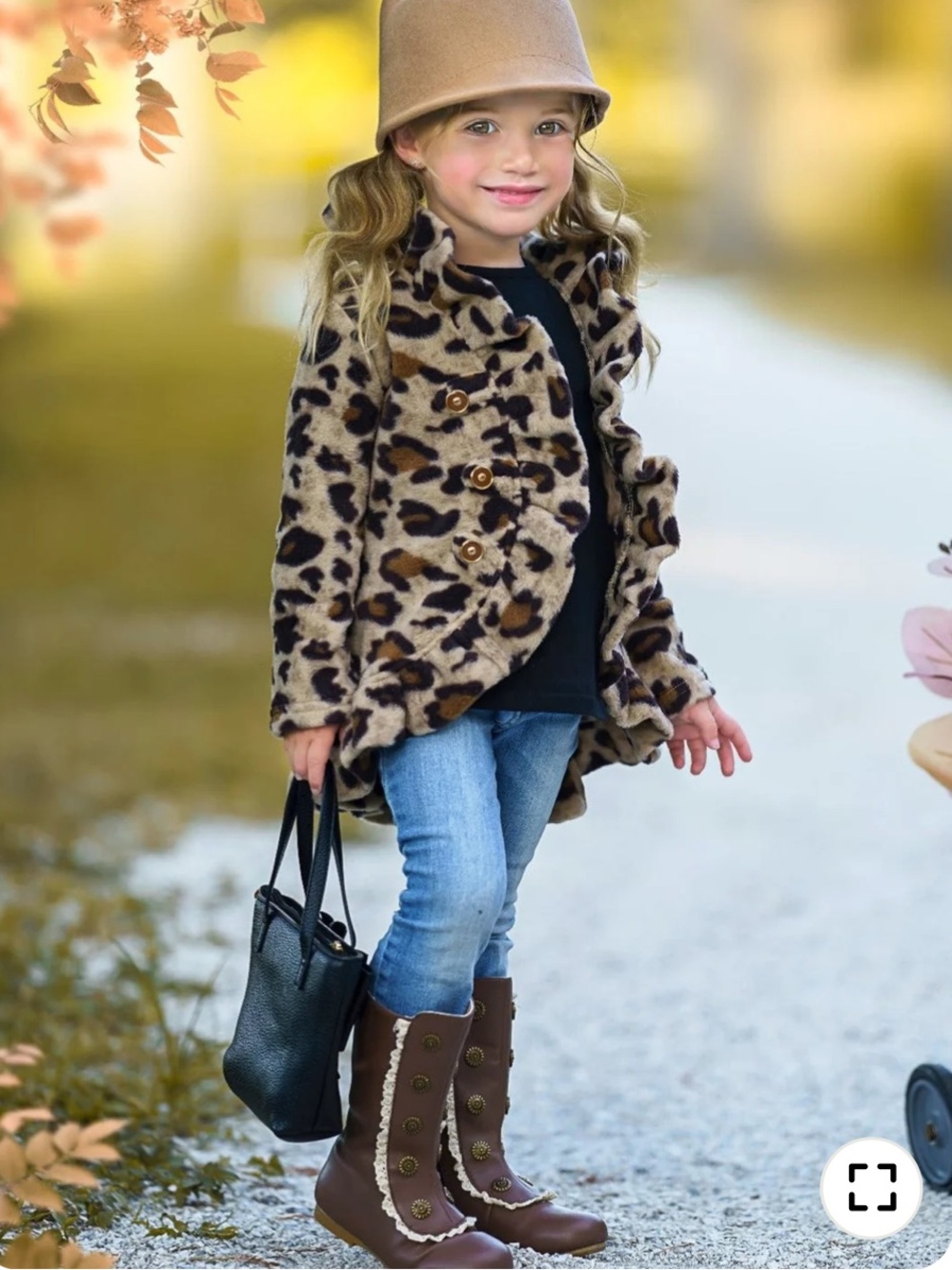 Mia Belle Bella Girls Fuzzy Ruffle Cardigan Leopard Toddler Sweater Animal Print